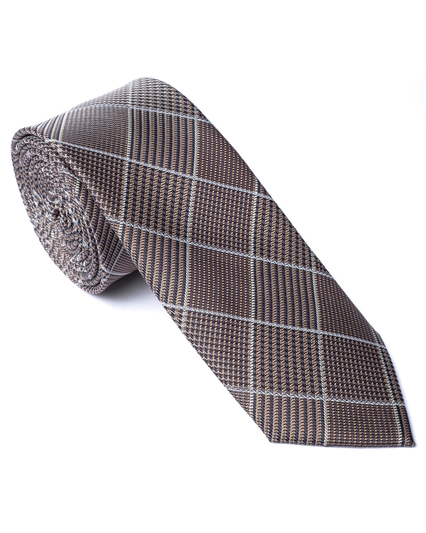 Brown Woven Check Tie