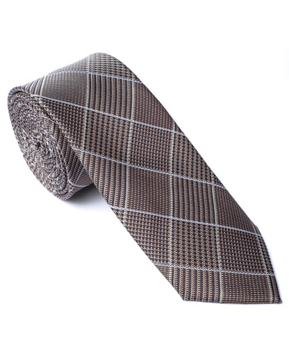 Brown Woven Check Tie