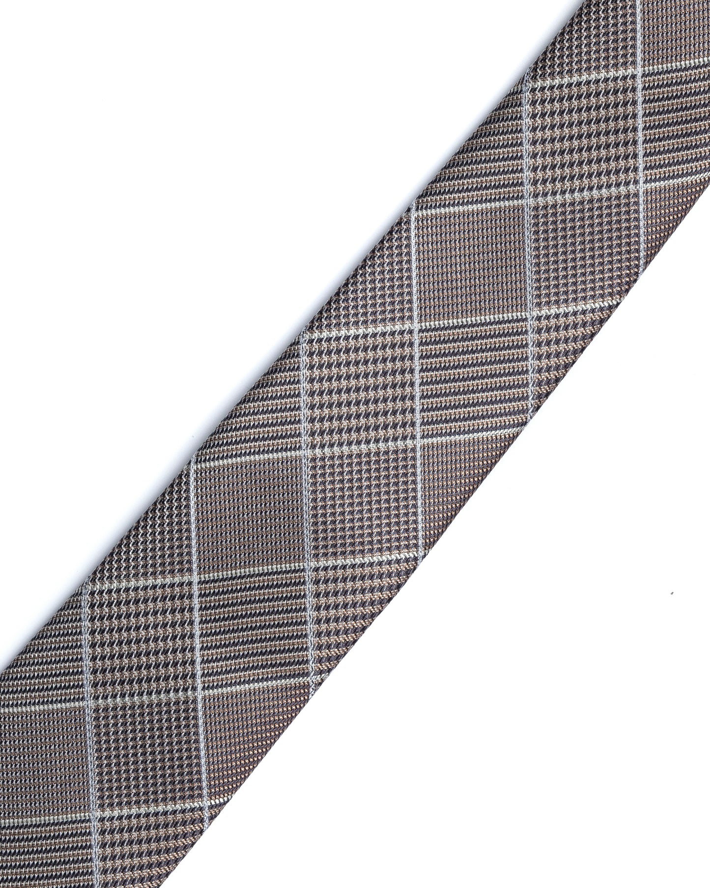 Brown Woven Check Tie