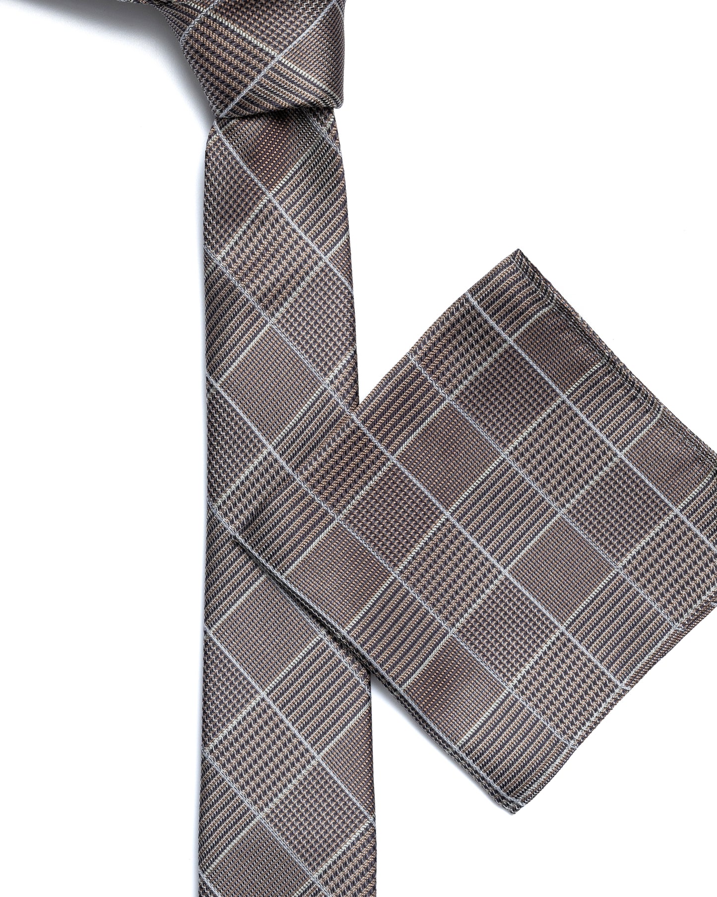 Brown Woven Check Tie