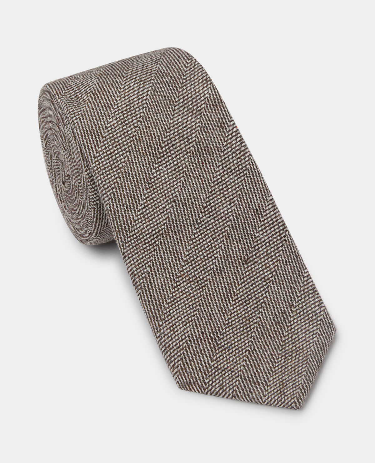 Man wearing a brown Herringbone Design Tie