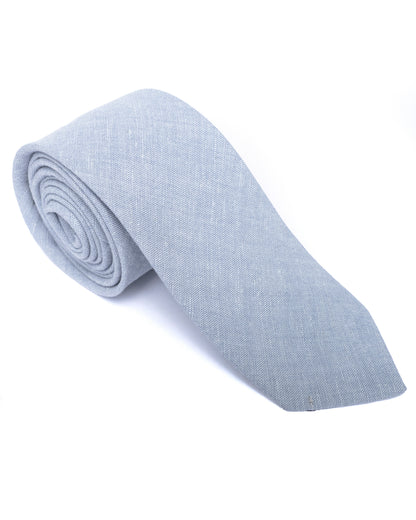 Blue Plain Linen Blend Tie