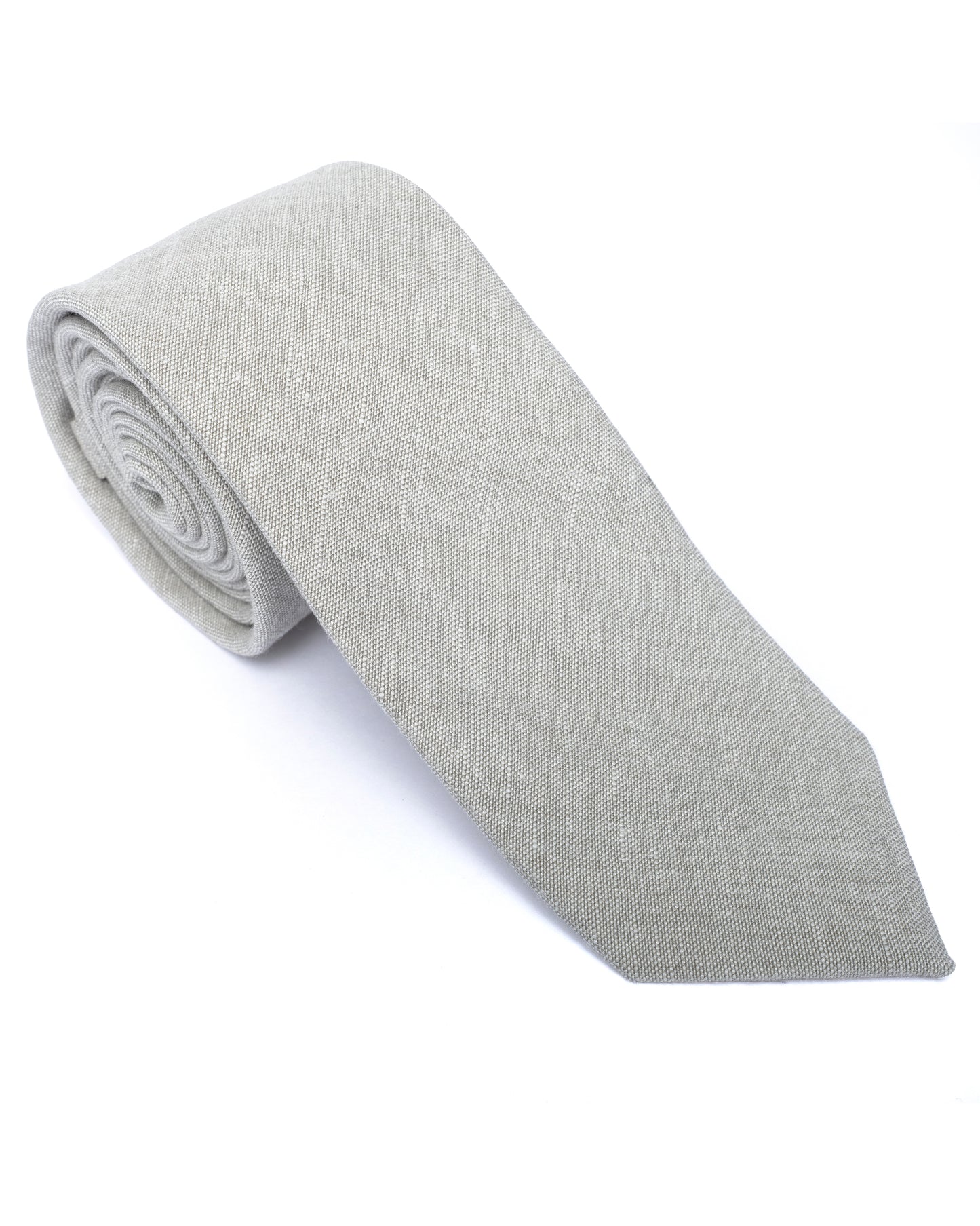 Green Plain Linen Blend Tie