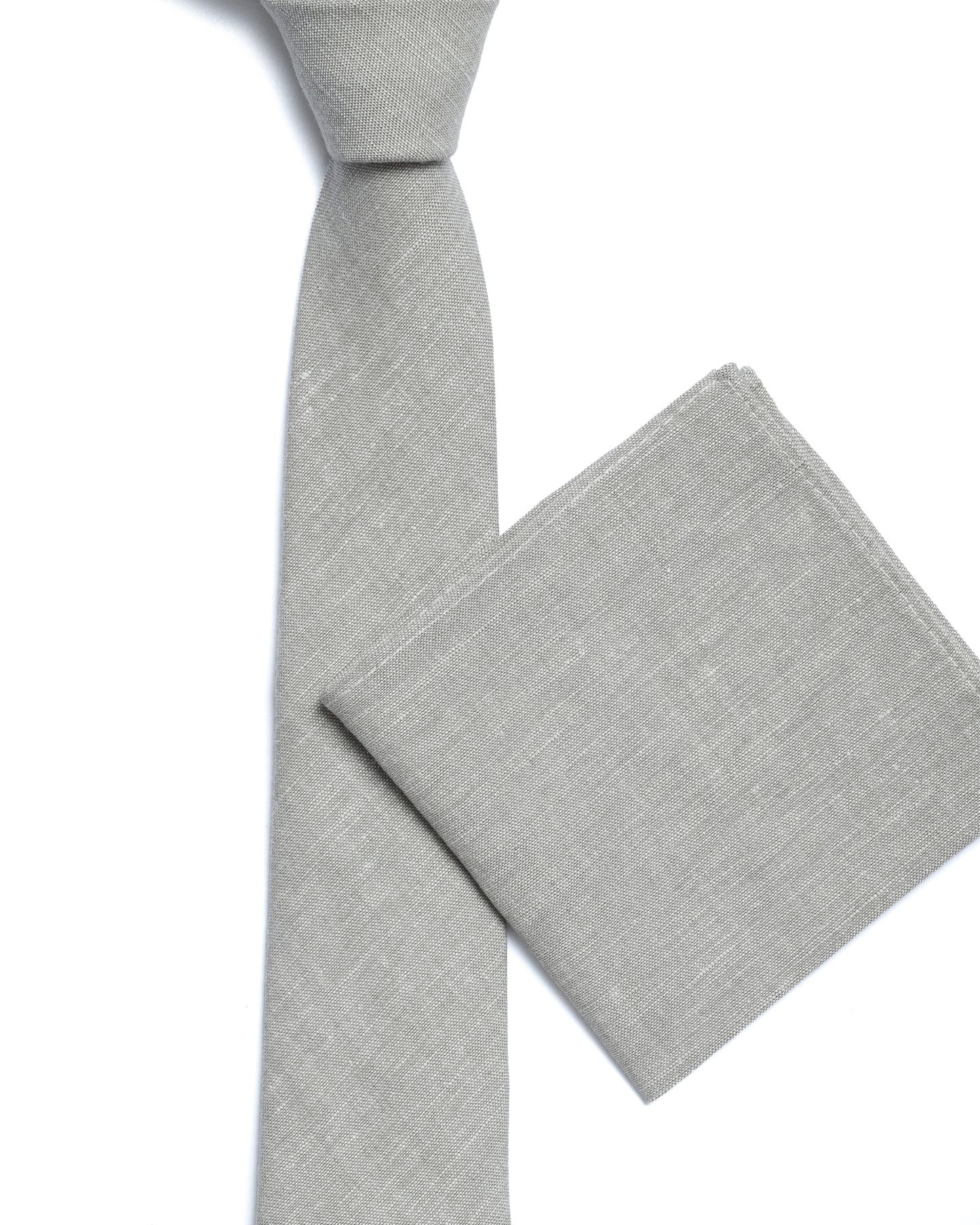 Green Plain Linen Blend Tie
