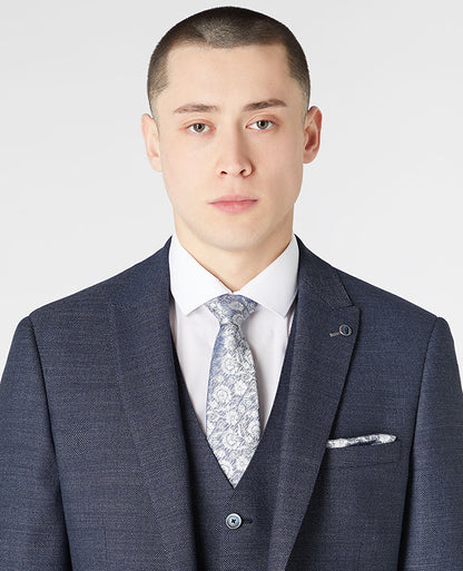 Man wearing a blue Silk Floral Tie