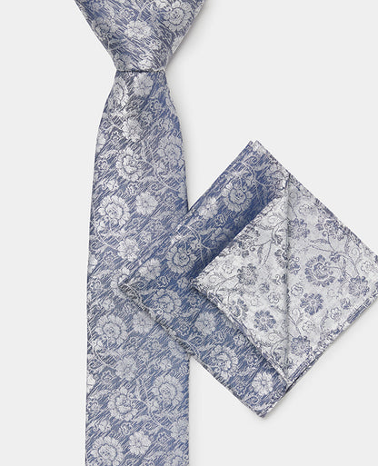 Man wearing a blue Silk Floral Tie