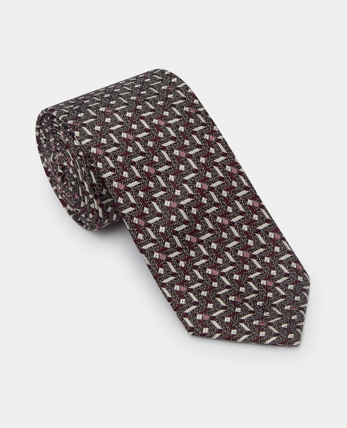 Man wearing a red Silk Geometric Design Tie