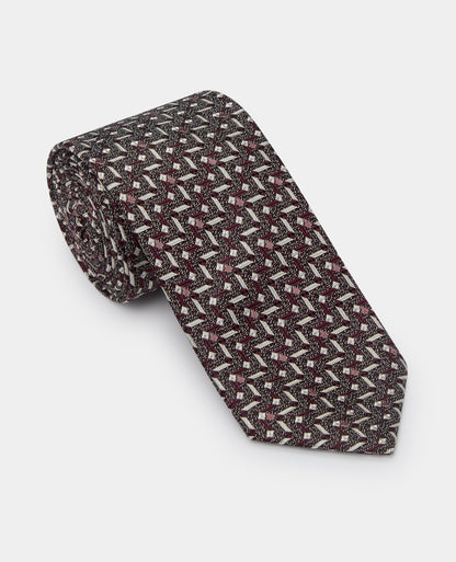 Man wearing a red Silk Geometric Design Tie