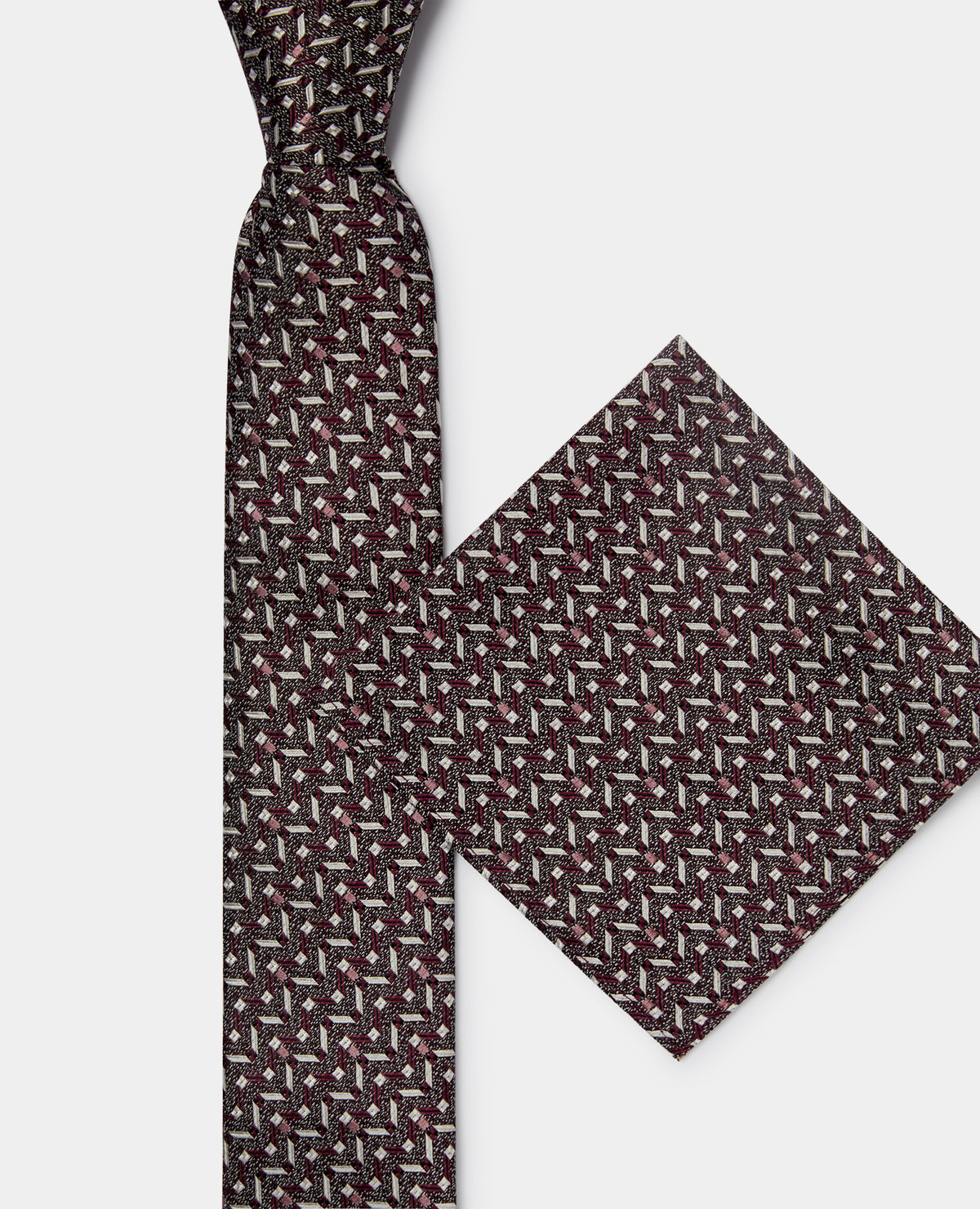 Man wearing a red Silk Geometric Design Tie