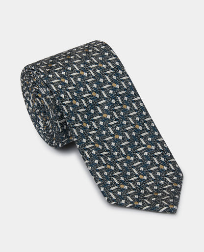 Man wearing a navy Geometric Design Tie