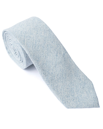 Blue Plain Cotton-Linen Tie