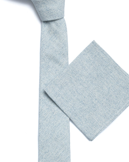 Blue Plain Cotton-Linen Tie