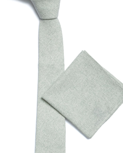 Green Plain Cotton-Linen Tie
