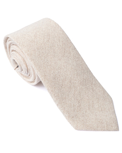 Brown Plain Cotton-Linen Tie