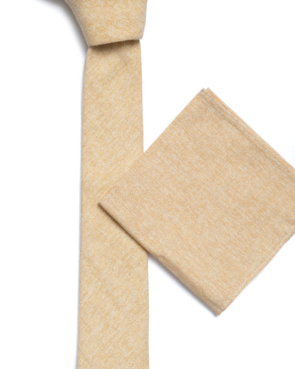 Gold Plain Cotton-Linen Tie
