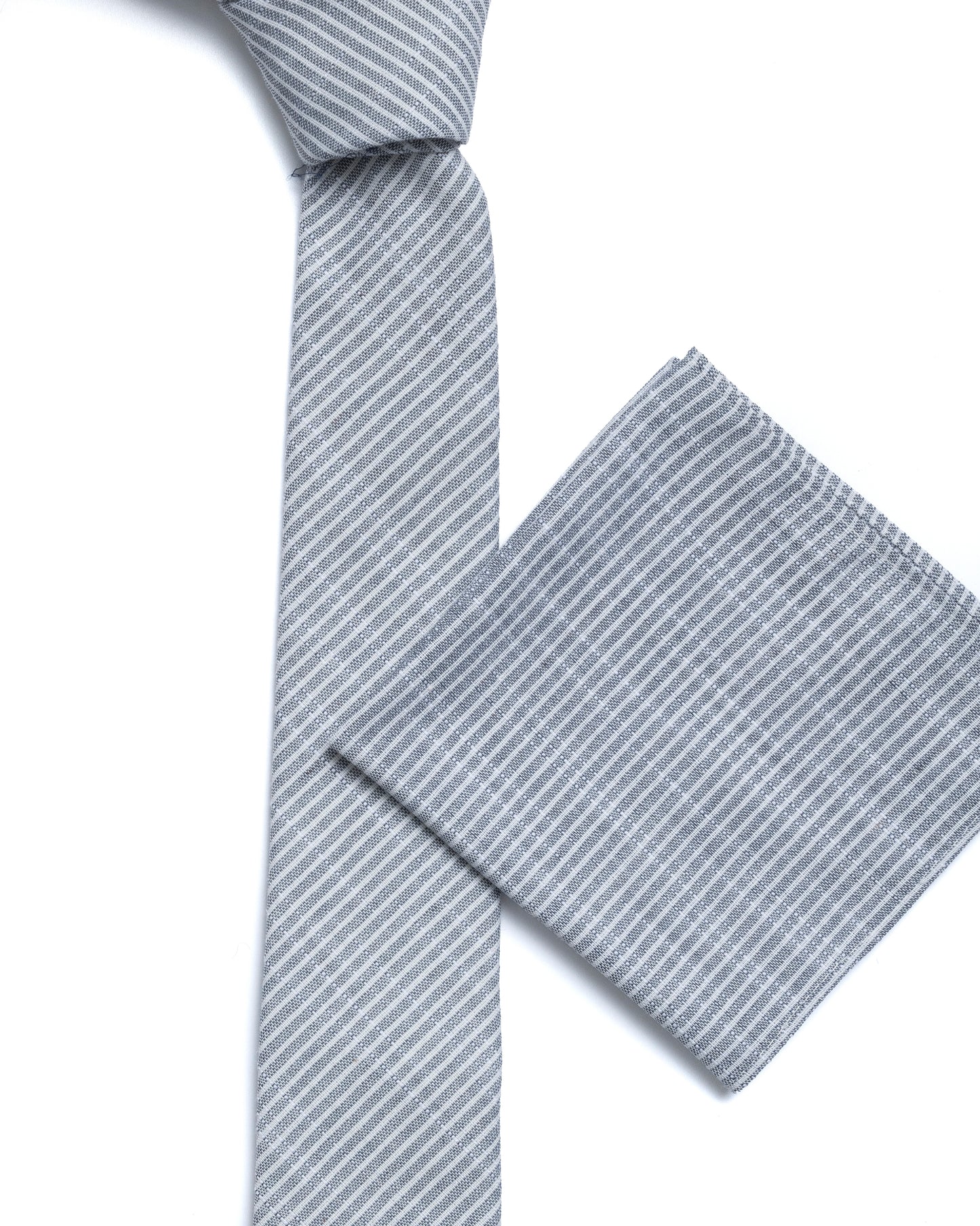 Blue Stripe Cotton-Linen Tie