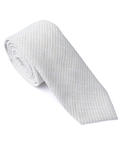 Stone Stripe Cotton-Linen Tie