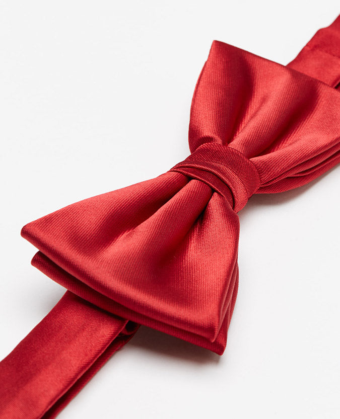 red Plain Design Bow Tie