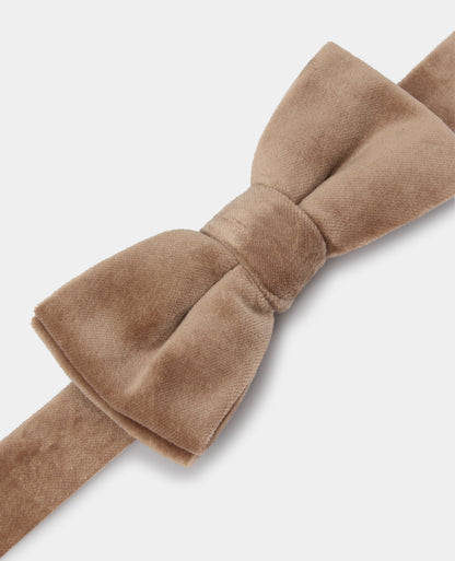Man wearing a sand Velvet Bow Tie