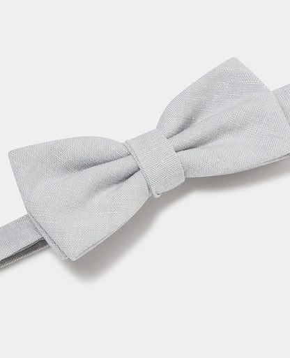 Man wearing a blue Linen-Blend Bow Tie