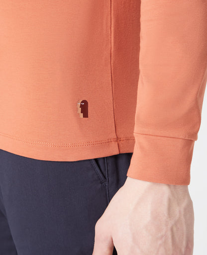 Tapered Fit Cotton-Stretch Long Sleeve T-Shirt