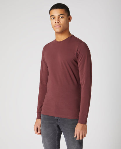 Tapered Fit Cotton-Stretch Long Sleeve T-Shirt