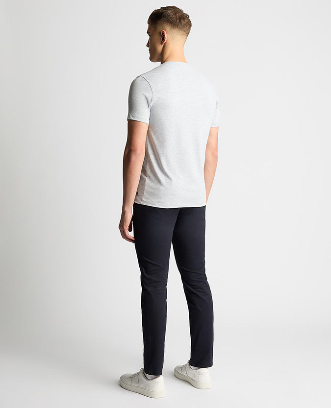 Man wearing a grey Tapered Fit Cotton-Stretch T-Shirt