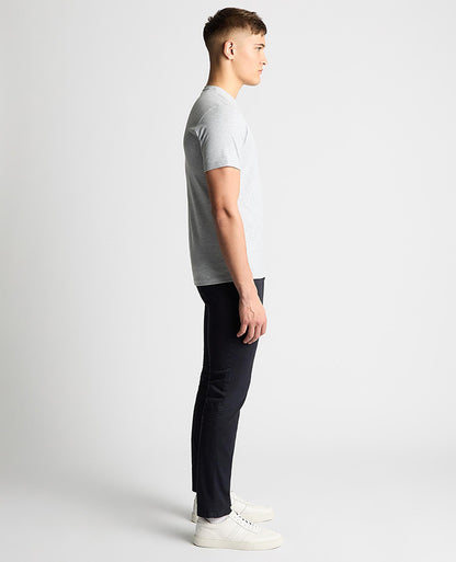 Man wearing a grey Tapered Fit Cotton-Stretch T-Shirt
