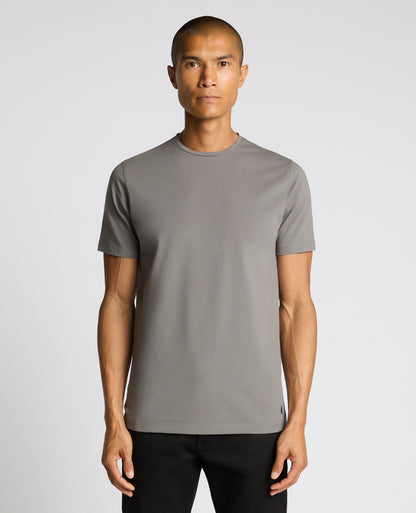 Man wearing a grey Cotton-Stretch Crew Neck T-Shirt