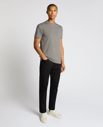 Man wearing a grey Cotton-Stretch Crew Neck T-Shirt