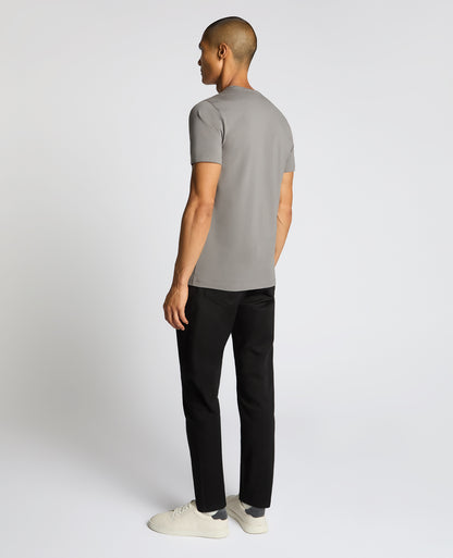 Man wearing a grey Cotton-Stretch Crew Neck T-Shirt