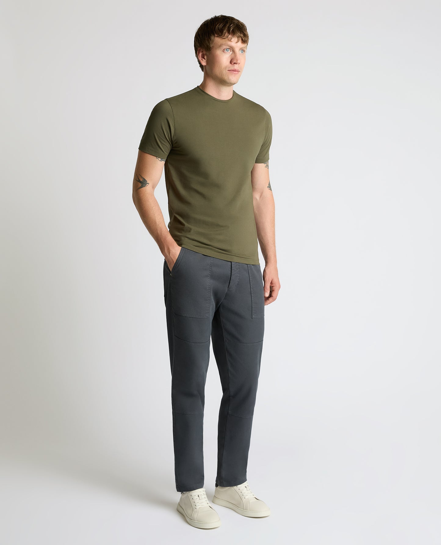 Cotton-Stretch Crew Neck T-Shirt