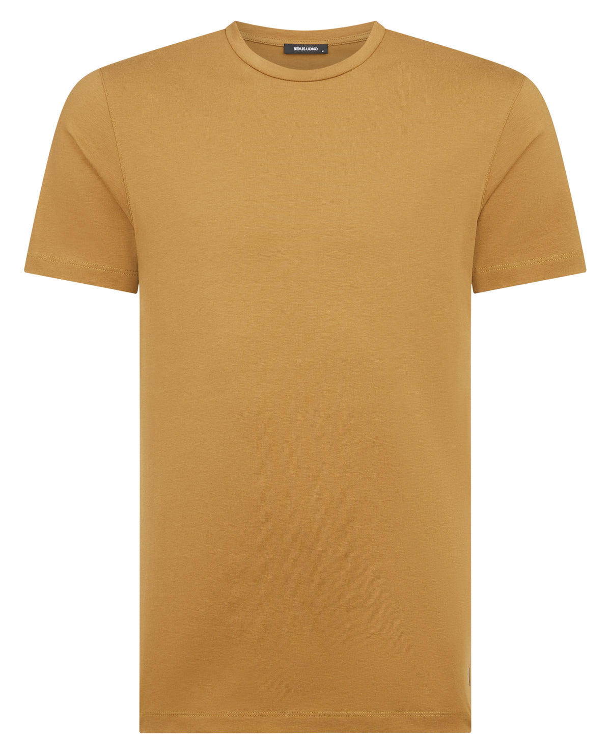 Man wearing a orange Tapered Fit Cotton-Stretch T-Shirt