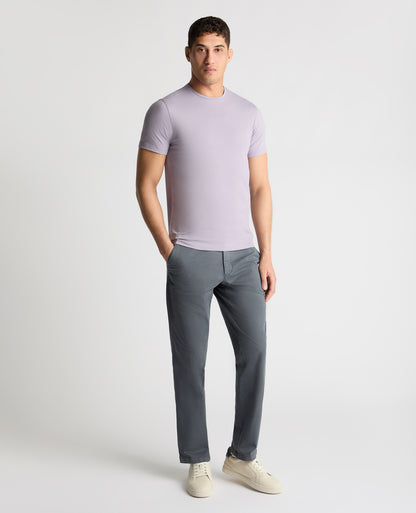 Man wearing a purple  t-shirt