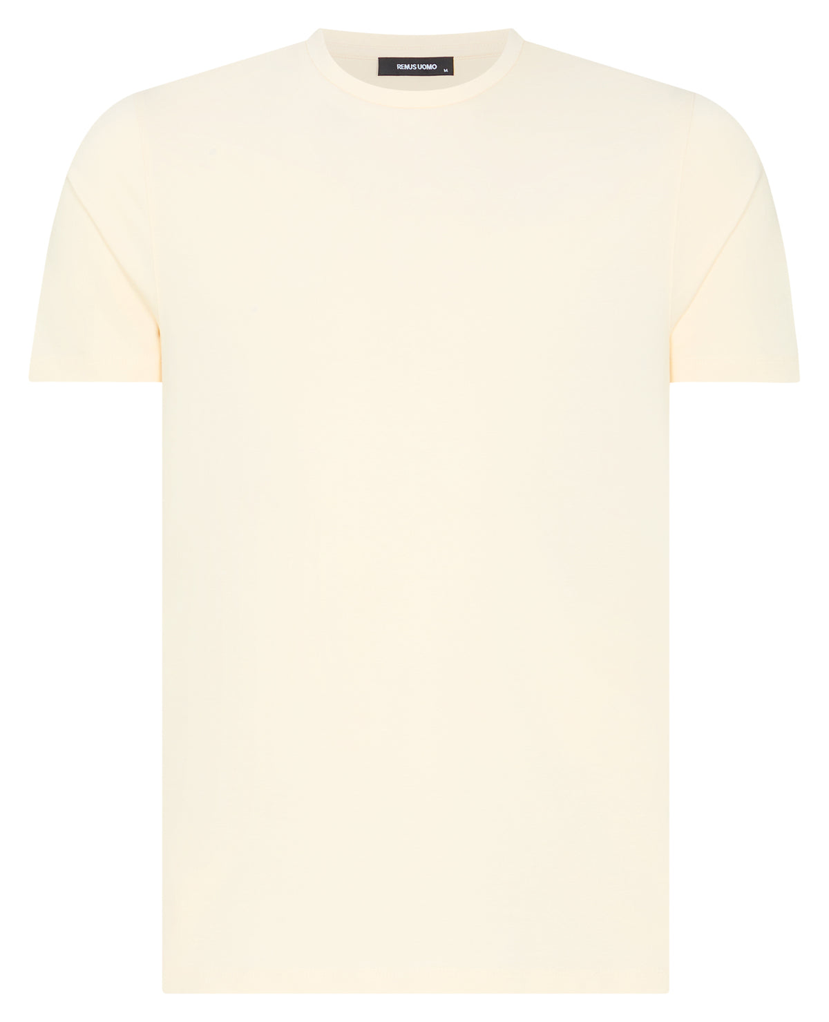 Man wearing a cream t-shirt