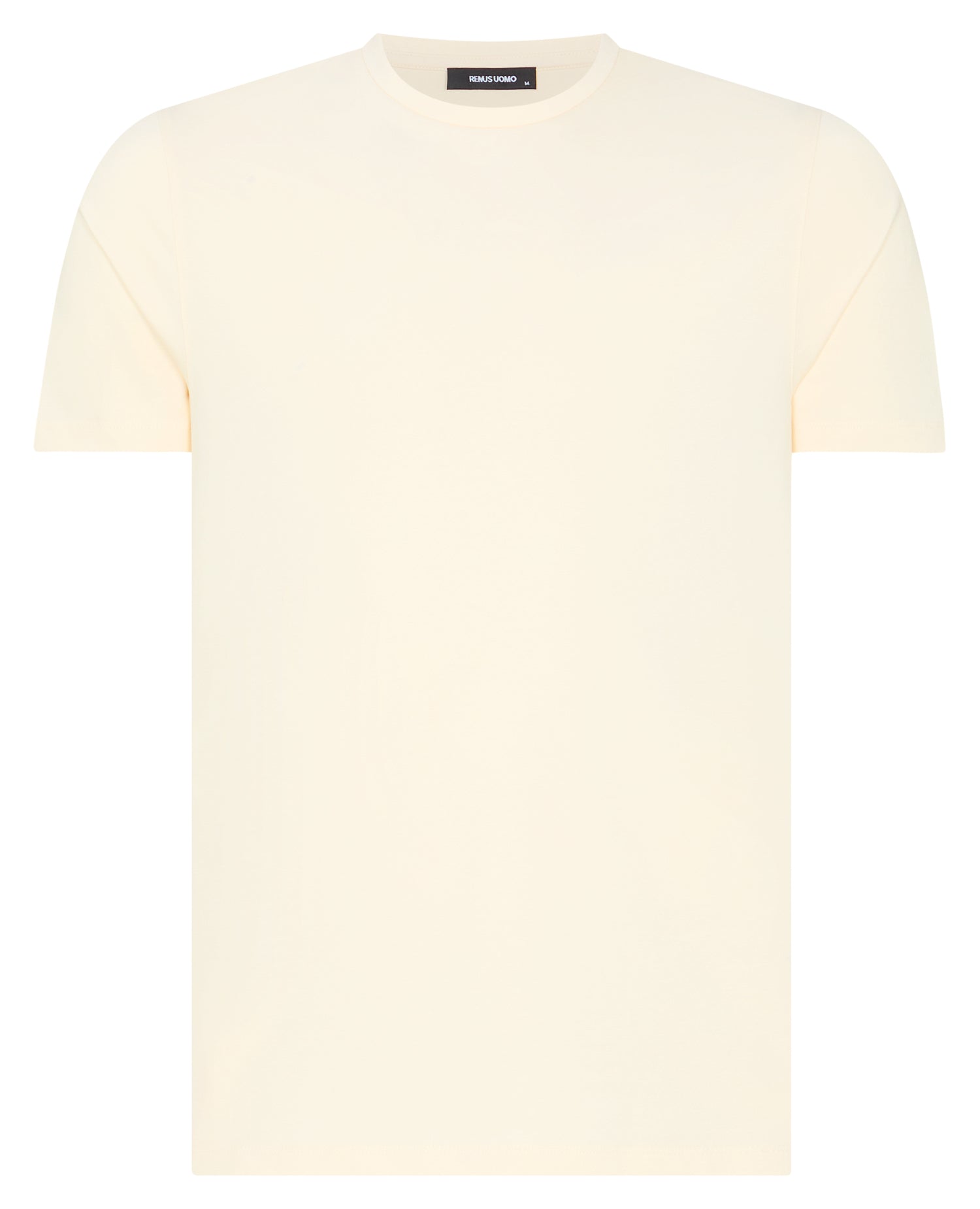 Man wearing a cream t-shirt