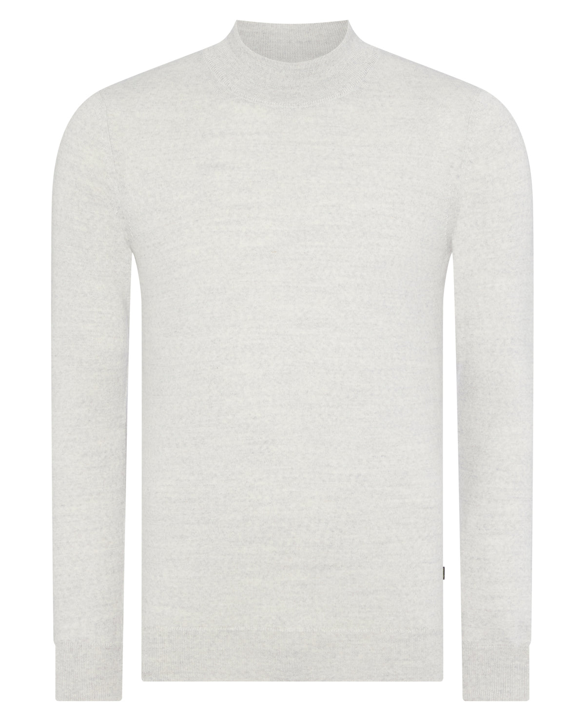 Man wearing a grey Slim Fit Merino Wool-Blend Turtle Neck