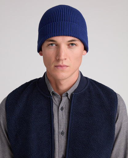 Blue Rib Knit Hat