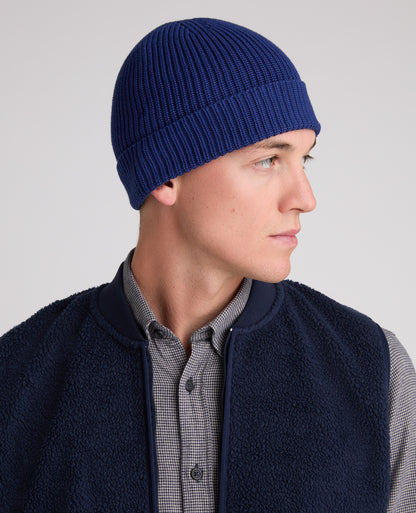 Blue Rib Knit Hat