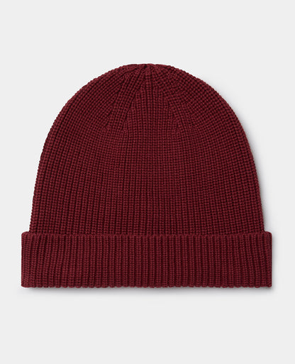 Dark Red Rib Knit Hat