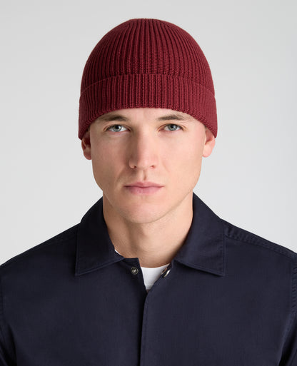 Dark Red Rib Knit Hat