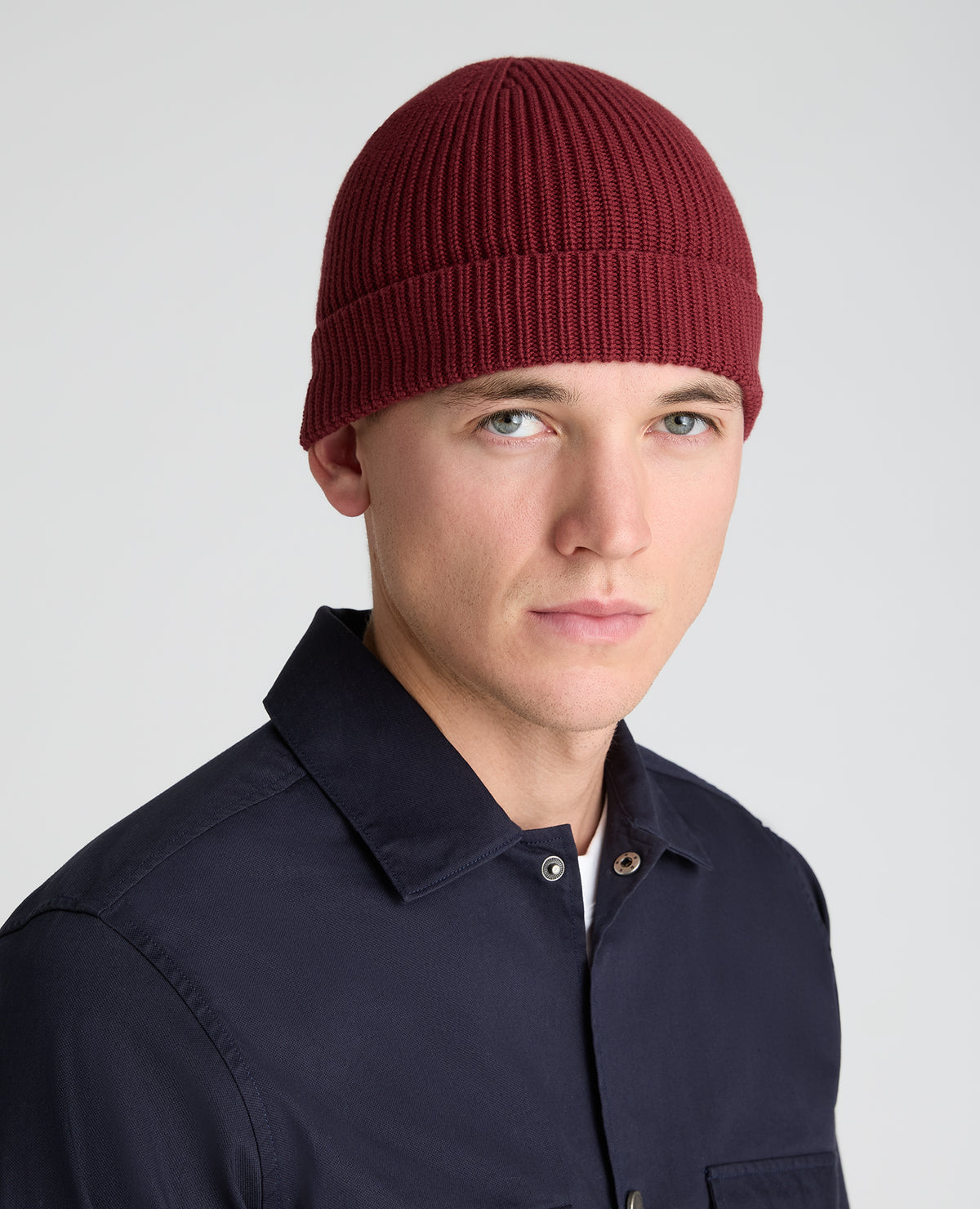 Dark Red Rib Knit Hat
