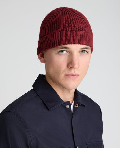Dark Red Rib Knit Hat