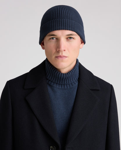 Navy Rib Knit Hat