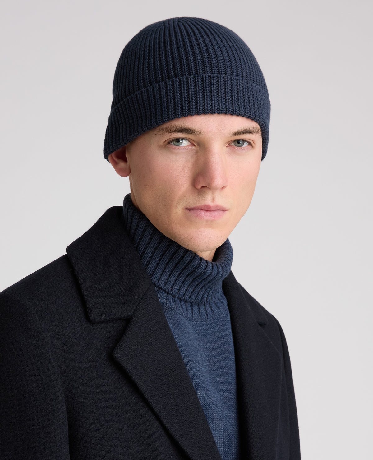 Navy Rib Knit Hat