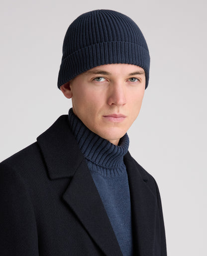 Navy Rib Knit Hat