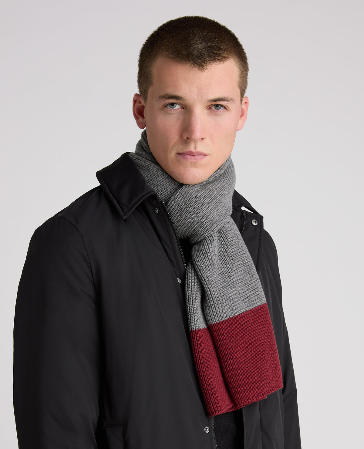 Grey Two Tone Knit Scarf