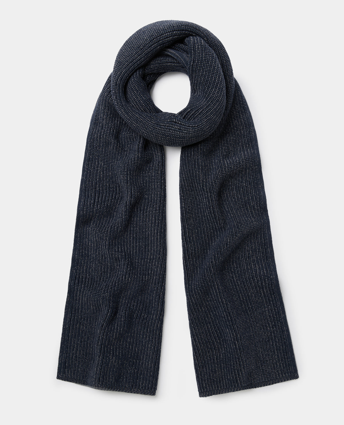 Dark Blue Rib Knit Scarf
