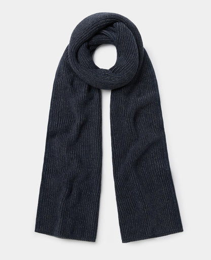 Dark Blue Rib Knit Scarf