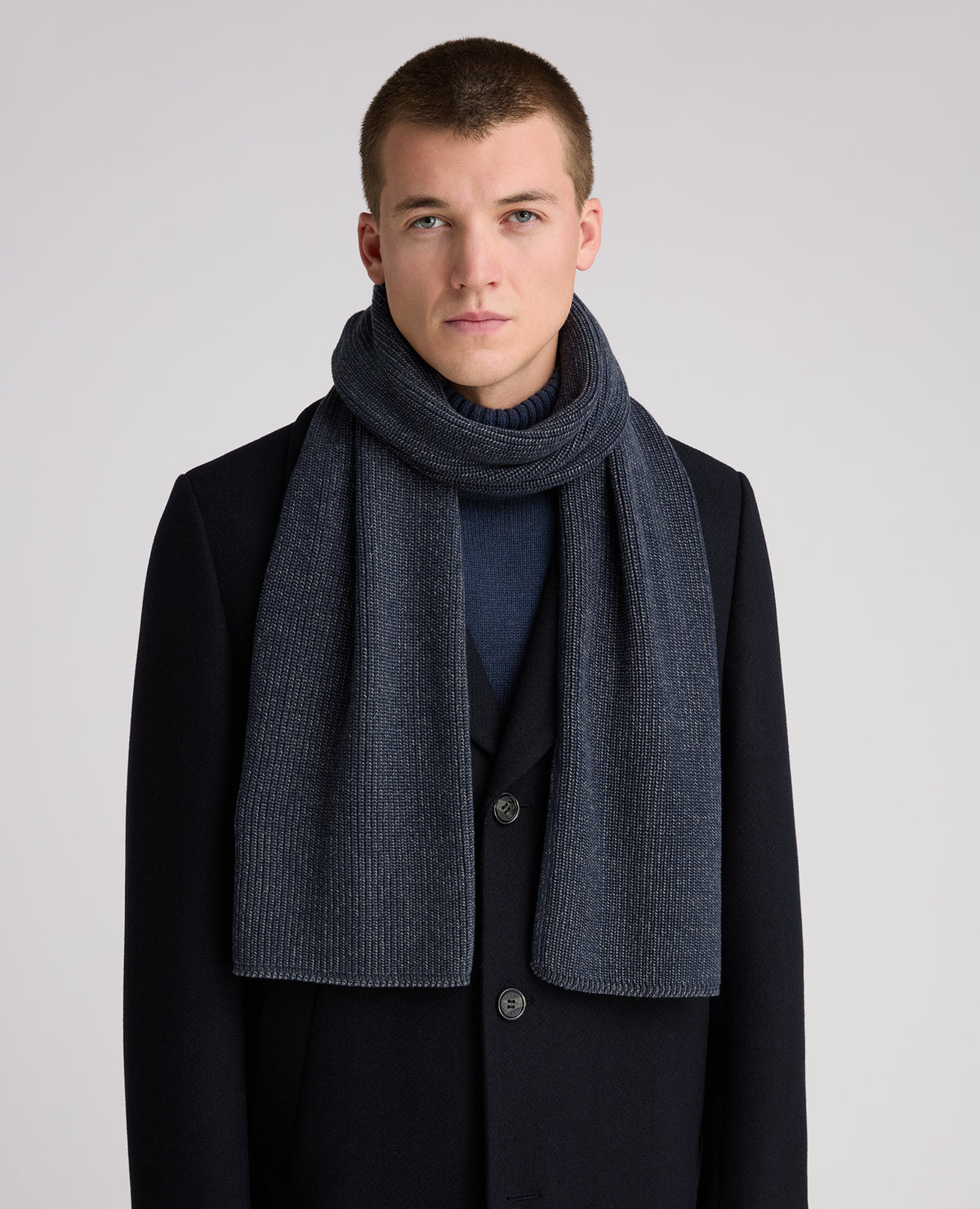 Dark Blue Rib Knit Scarf